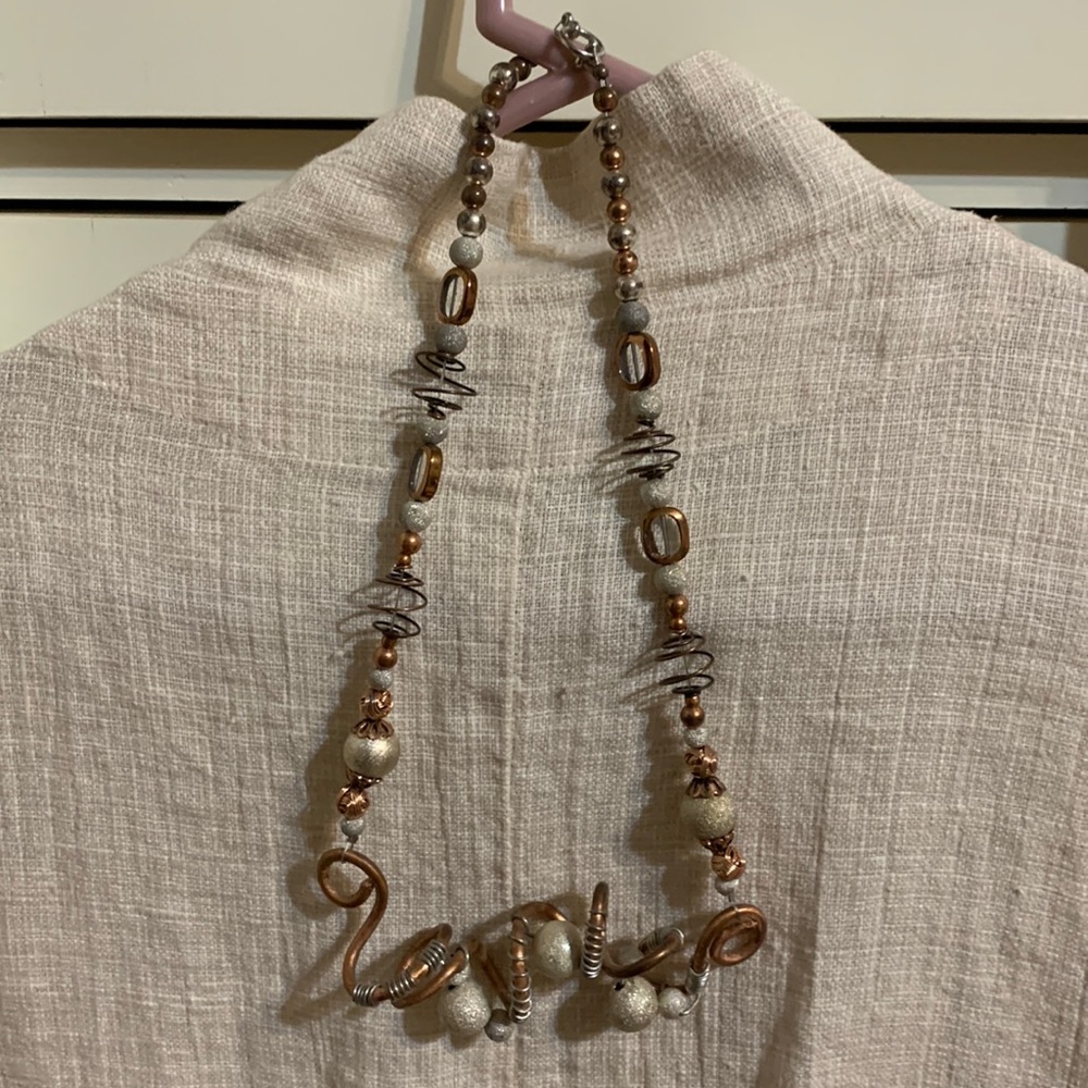 Handmade necklace. Copper and silver. Copper show some signs of wear